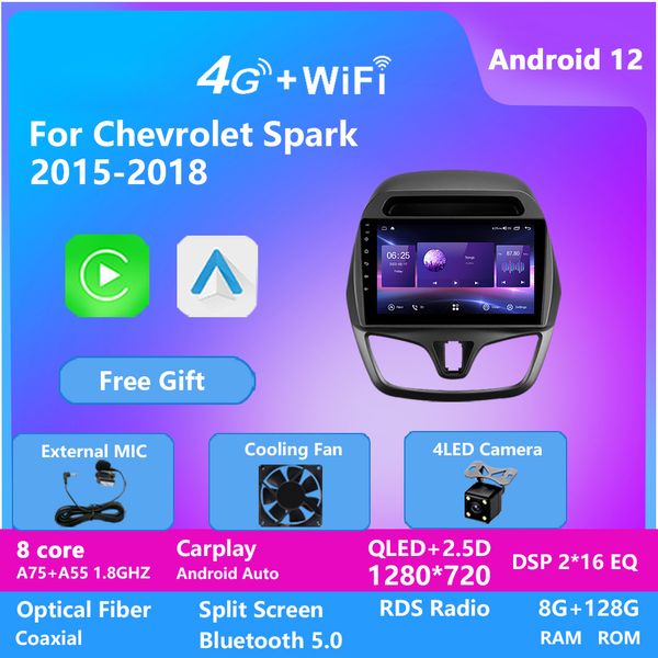 2din Car Stereo Video Per Chev Spark 2015-2018 Android Radio Car Multimedia Player Navigazione GPS Audio IPhone Carplay FM WIFI 4G