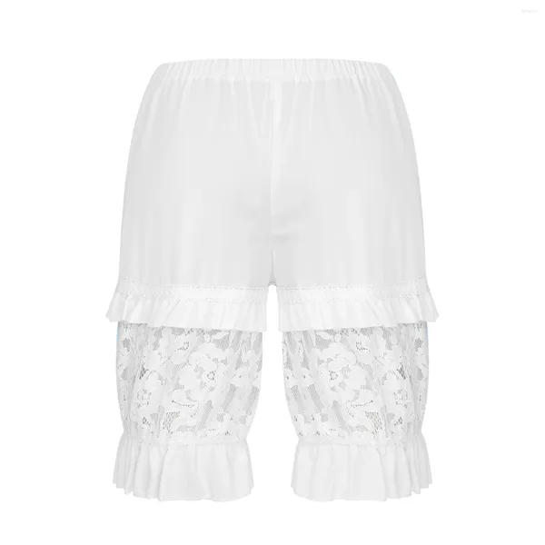 Pantaloncini da donna Donna Sicuro Patchwork di pizzo Ruffles Bloomers Bianco Vita alta Cintura elastica per giochi di ruolo Festa a tema in maschera