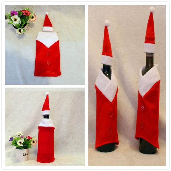 Decorações de Natal 2023 Vestido de garrafa de vinho Papai Noel Button Decor Decor Roupos Caso Decoração de cozinha jantar Jantar