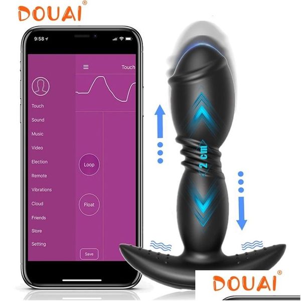 Outros itens de beleza de saúde Toy Masr Bluetooth Anal Plug Vibradores para homens Masturbadores Mulheres App App Remote Control Dildo Toys Dh2au