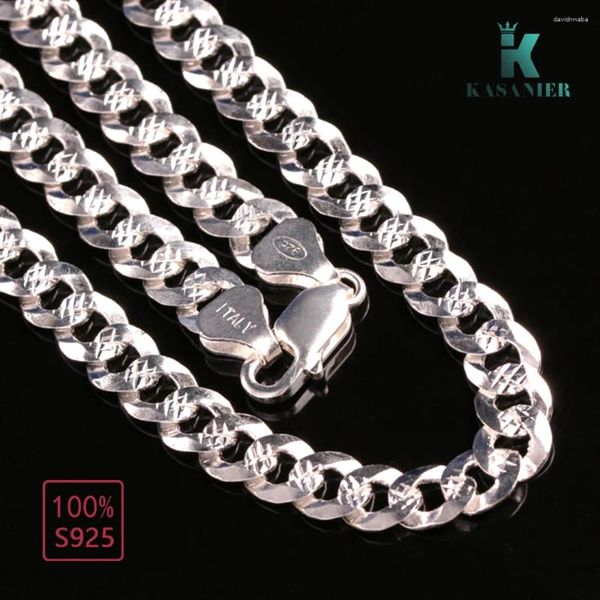Ketten Kasanier Männer Curb Cuban Link Chain Halskette 925 Sterling Silber 5 mm breit 18-24 Zoll Mode Hip Hop/Rock-Stil Schmuck