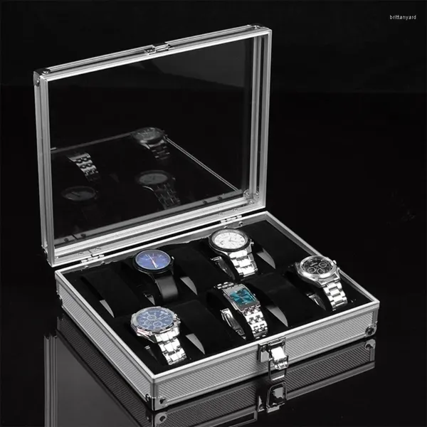 Bolsas de jóias 6/12 grades Watch Display Box Stand Armazenamento Casos transparentes para Y08E