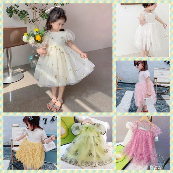 Mädchenkleider Korea Sommer Herbst Langarm Rosa Engelsflügel Puff Mode Kinderbekleidung Kinderkleidung 230406