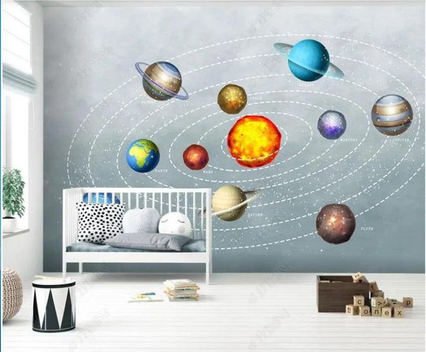 Wallpapers personalizado mural 3d po papel de parede mão desenhada espaço galáxia quarto infantil decoração de casa para parede 3 d na sala de estar