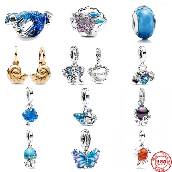 Pietre preziose sciolte 2023 925 Perline d'argento di fascini Bule Farfalla Polpo Shell Fit braccialetto originale per le donne Creazione di gioielli di moda fai da te