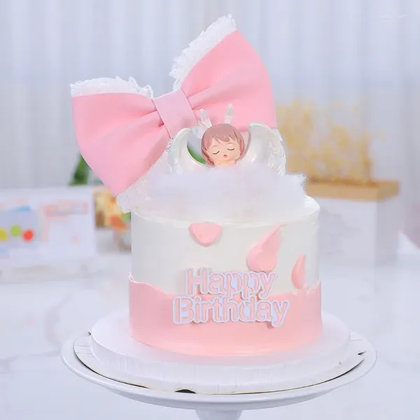 Forniture festive 3 pezzi Bowknot Birthday Cake Topper Rosa Bianco Matrimonio Blu Rosso Anniversario Cupcake Accessori decorativi personalizzati