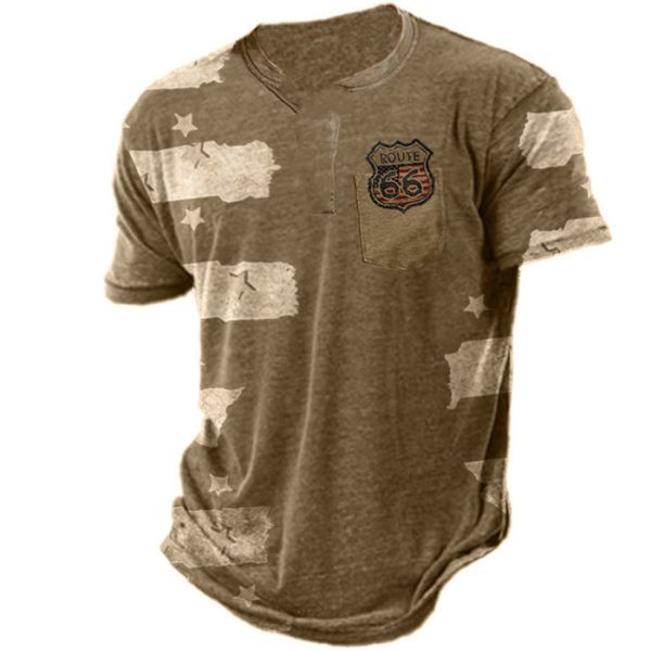 Mens Tshirts 3d T Shirt Vintage Giyim Rotası 66 Baskı Tshirt Yaz Üstleri Erkek O Neck Street Casual Pullover için Kısa Kollu Gömlek 230406
