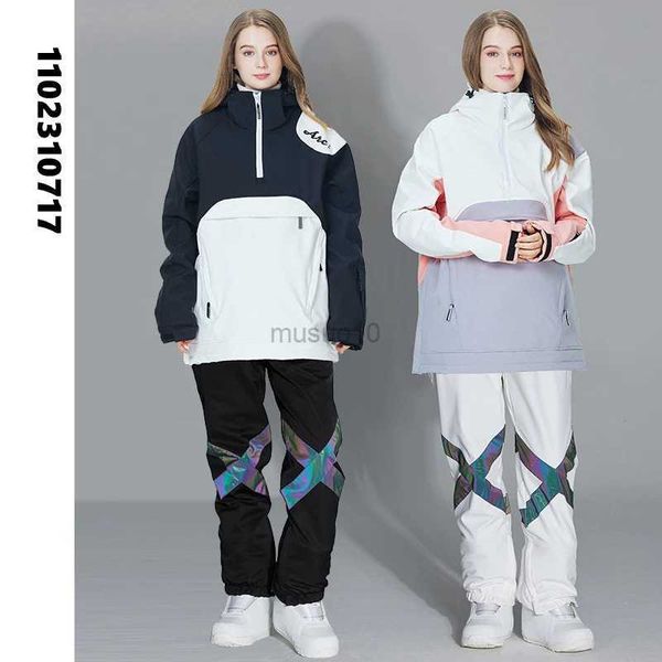 Altri articoli sportivi Tuta da sci Donna Uomo Pantaloni riflettenti Giacca da snowboard Con cappuccio Impermeabile Antivento Coppia Costumi da neve Set Outdoor SK009 HKD231106