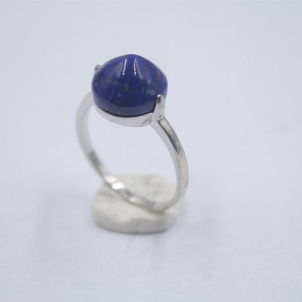 Cluster Rings Pure S925 Silver Lapis Lazuli Ring Retro Pattern 10mmW Charm Round For Women US 5-9 Elegant Fine