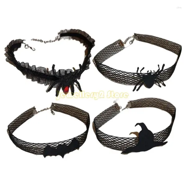Link pulseiras sexy gótico morcego colar corrente gargantilha de halloween para mulheres legal steampunk preto malha colar cosplay jóias festa c9gf