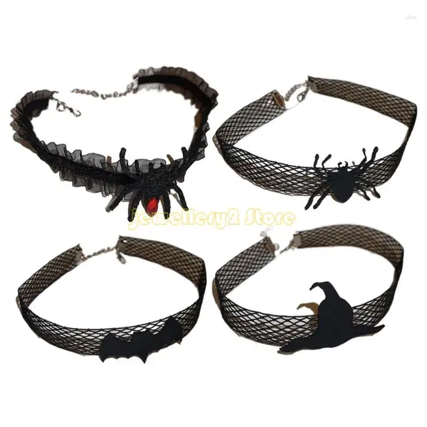 Braccialetti a maglie Catena con colletto a pipistrello gotico sexy Girocollo di Halloween per le donne Cool Steampunk Collana in maglia nera Gioielli Cosplay Party C9GF