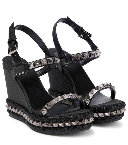 Marcas de caixa originais Sandália elegante Spike Platform Wedge alpercatas preto nude marrom salto alto famoso ao ar livre 35-43