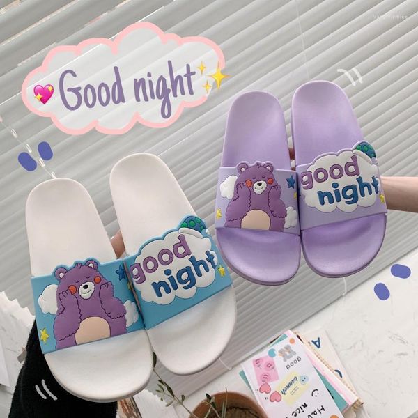 Slippers Student Korean Girl Girl Summer Cartoon Anime Bear Sandals Women Home Bath Ins Lic Red Good Night 2023