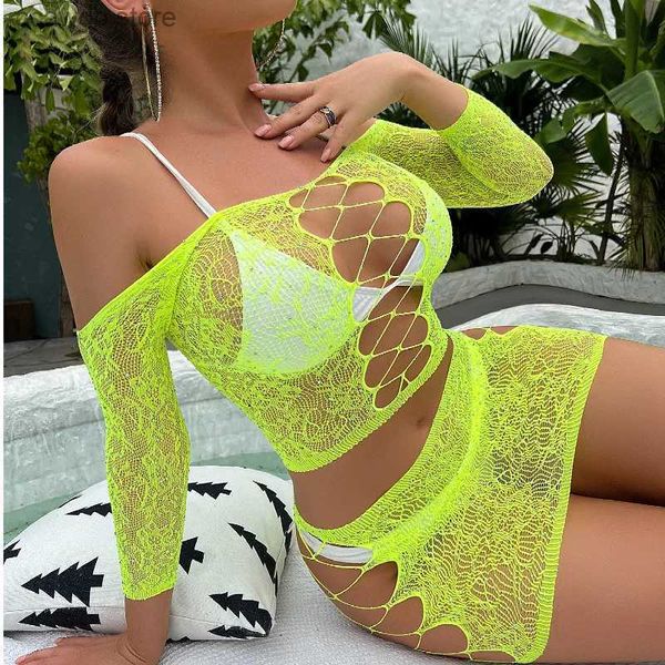 Set sexy Hot Lingerie sexy calze a rete con diamanti donne strass con apertura sul cavallo maglia collant corpo lingerie esotica tuta a rete T231106