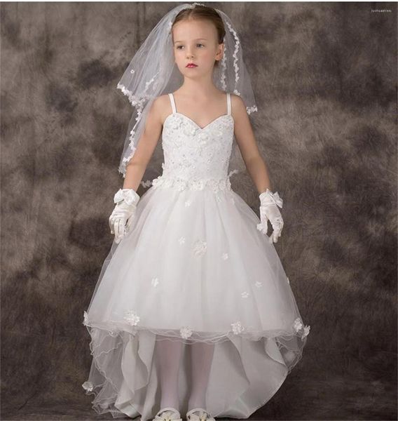 Vestidos de menina flor vestido branco estilingue renda fofo puro anjo princesa bola de casamento primeira comunhão festa sonho crianças presente