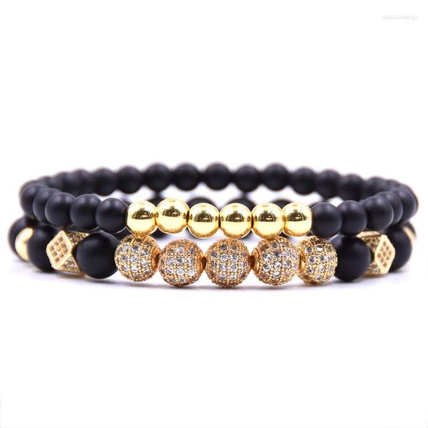 Strang Männer Schmuck 2 teil/satz Kristallkugel Ethnische Hohlniet Charme Armbänder Set Für Frauen Schmuck Perlen Armband