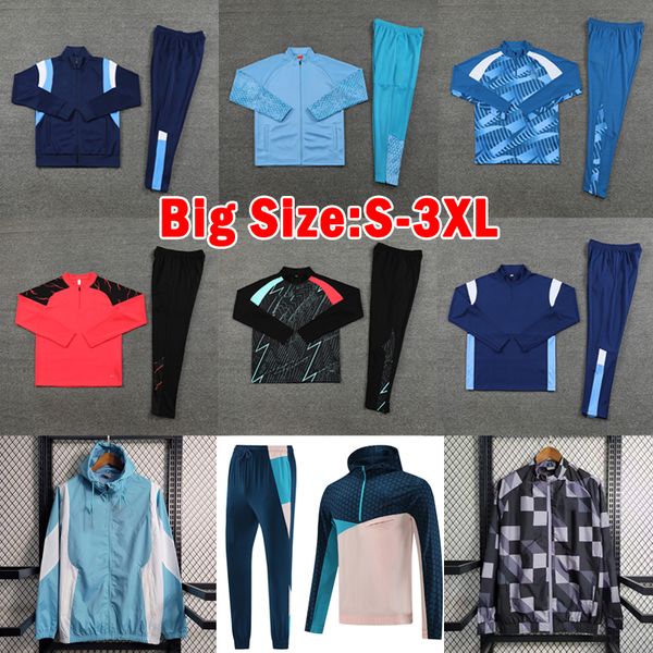 XXXL 23 24 HAALAND Set da calcio 2023 2024 Giacca da allenamento a maniche lunghe città Trench con cappuccio Tute Camicie da calcio per adulti Uniformi da uomo taglia grande S-3XL