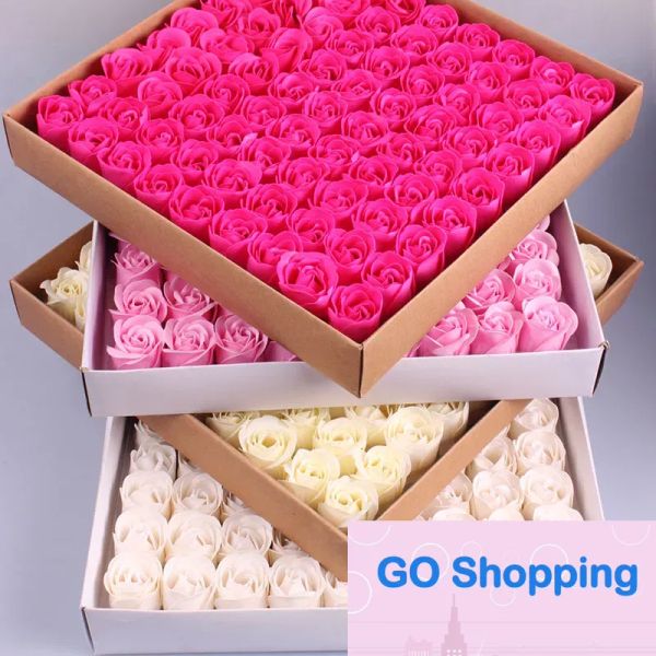 Atacado 81 PCs Rose Soop Flower Set 3 Camadas 16 cores sólidas em forma de coração Soop Soap Flor Romantic Wedding Party Presente Handmade Petals Diy Decor