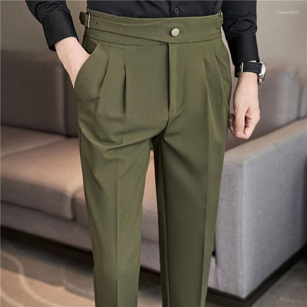 Ternos masculinos Boutique Boutique Slim Pants Male masculino Desgaste Fit Fit Style British Style Twill Fold Business Suit casual 36