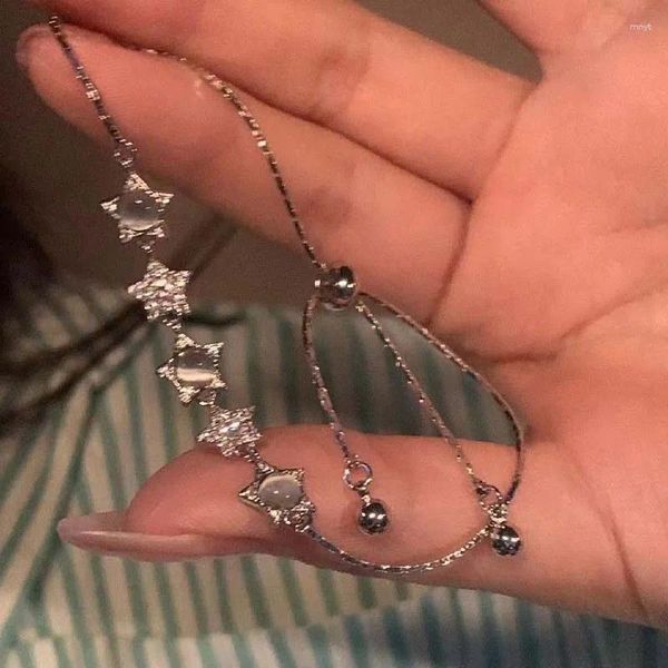 Link Armbänder 2023 Koreanische Opal Stern Armband Für Frauen Luxus Exquisite Kristall Fünf Spitzen Einstellbar Paar Schmuck Geschenk