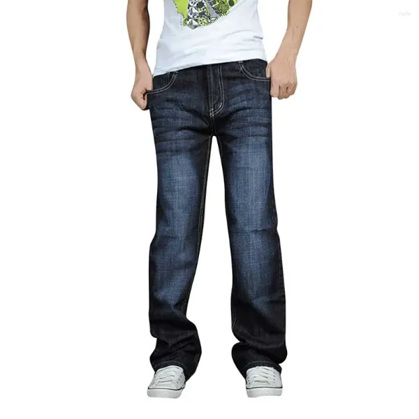 Jeans masculinos plus size na moda homens casuais soltos baggy reto hip hop harem denim calças elásticas calças largas homem roupas