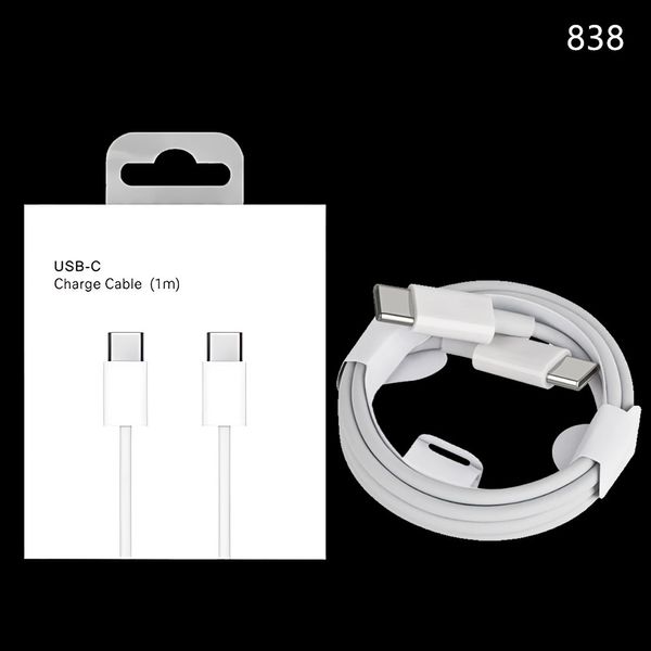 Cabos USB C para Tipo C PD Carregamento rápido 18W 20W para smartphone Samsung S21 S20 Nota 20 Carga rápida 4.0 3 pés de carregador de 6 pés com pacote de varejo 838D