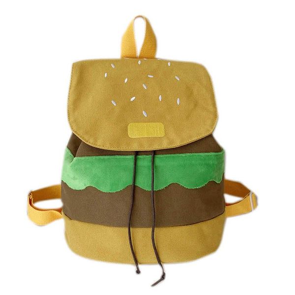 2023 neue mode college stil nette cartoon lustige persönlichkeit lustige hamburger tasche weiche mädchen rucksack schultasche hohe qualität