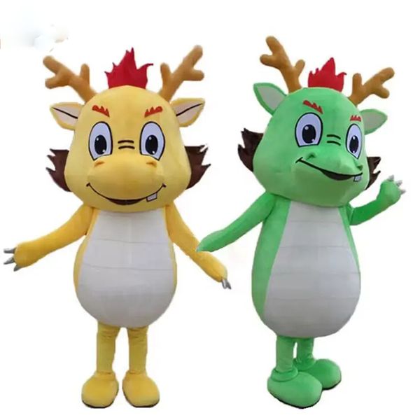 2024 Cadılar Bayramı Karikatür Ejderha Maskot Kostümü Sevimli Bebek Dragon Yetişkin Yürüyüş Partisi Performans Kostümü Noel Soyun