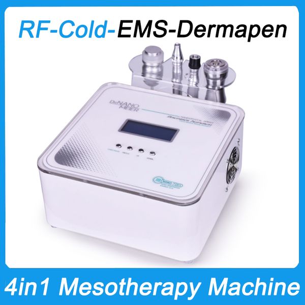 4-in-1-Mesotherapiegerät ohne Nadel, EMS-Gesichts-Nano-Dermapen-Microneedling-System, RF-Kälte-Kryo-Therapie, Facelifting, Hautstraffung, Mikrostrom, Bio-Anti-Aging