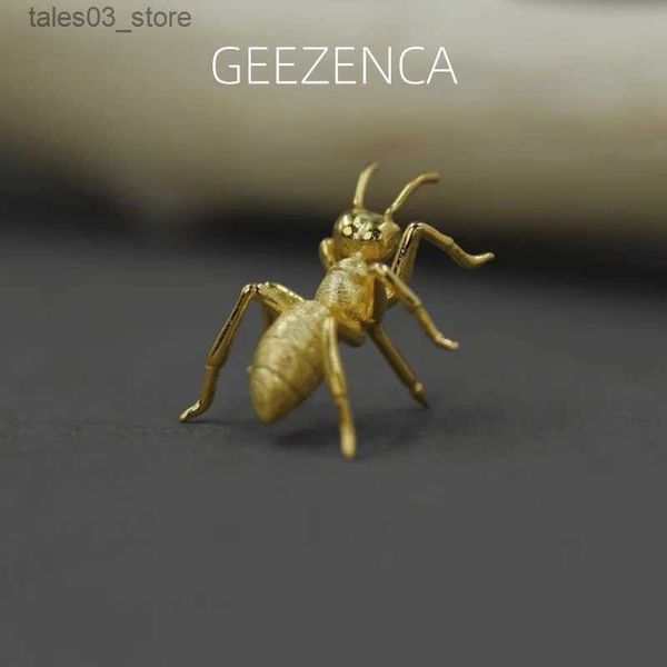 Броши-булавки GEEZENCA, стерлинговое серебро 925 пробы, 3D милая брошь-муравей, оригинальный дизайн, позолоченные изысканные броши с насекомыми, женские 2023, новинка Q231107