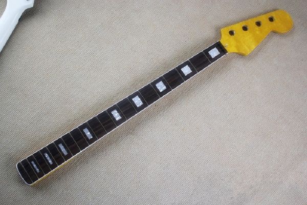 Sostituzione artigianale per chitarra in legno lucido con manico per chitarra giallo fine, adatta per accessori per parti di chitarra elettrica