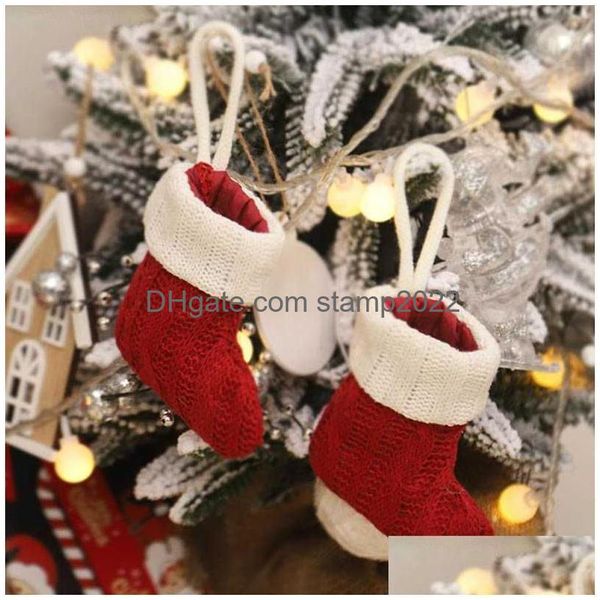 Decorações de Natal Meia Pingente Decoração Talheres Titular Saco Garfo Faca Talheres Xmas Home Ornament Navidad Ano Drop Deliv Dh5fm