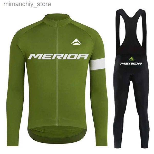 Radfahren Jersey Sets Merida Frühling/Herbst Lange Seve Radfahren Jersey Set 2022 Fahrrad Radfahren Anzüge Mountian Bicyc Radfahren Kleidung ropa Ciclismo Q231107