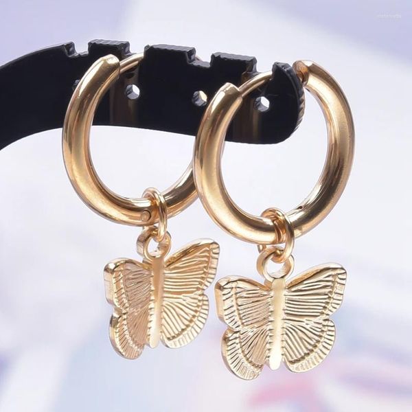 Orecchini pendenti Vintage Punk Farfalla Cerchio per le donne Ragazza Trendy Harajuku Cool Hip Hop Animale Pendientes Mujer Gioielli penetranti Bulk