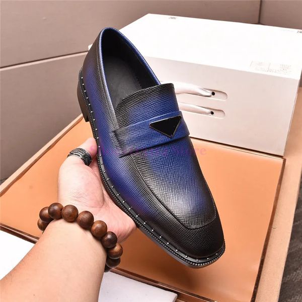 Sapatos de vestido de luxo dos homens de couro genuíno negócios sapato plano triângulo logotipo marca cavalheiros festa de casamento casual escritório mocassins deslizamento em