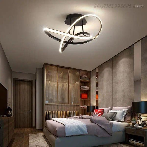 Lampadari Plafoniera a LED di lusso Camera da letto nera creativa Lampadari semplici e moderni per la vita nordica