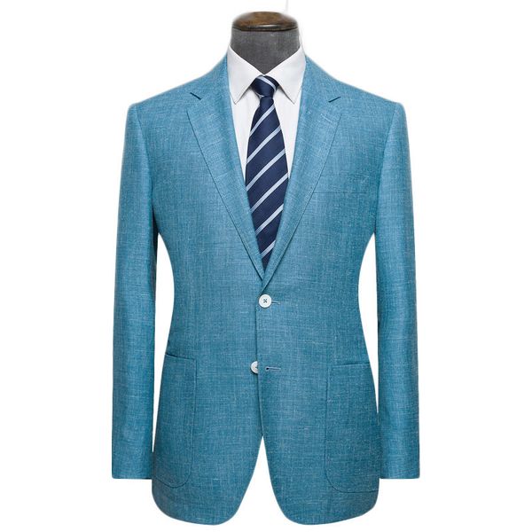 Abiti da uomo Blazer Set di lino verde Giacca e pantaloni di lino blu da uomo su misura Set di lino da uomo Abito da sera da sposa Set casual da uomo su misura 230406