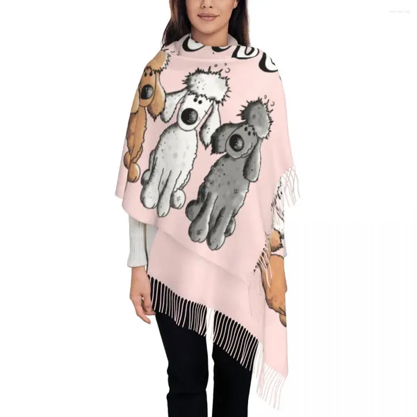 Sciarpe Stampa personalizzata Woof Poodles Sciarpa Uomo Donna Inverno Autunno Caldo Cartoon Barboncino Scialli Involucri