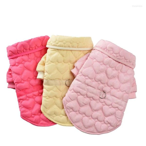 Hundebekleidung Herbst Winter Haustierkleidung für Katzen Warmer Mantel Einfarbige Herzmusterjacke Welpenkleidung Yorkie Chihuahua Outfits