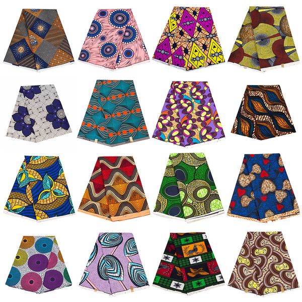 6 Yards Africa Farbic 2024 Ankara Polyester Nähstoff Dubai Naher Osten Helle Farbe Material für Frauen Partykleid