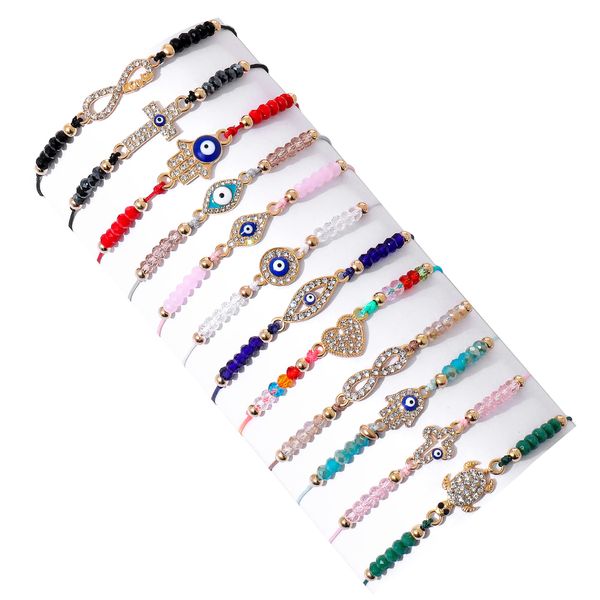 Corrente Evil Eye Pulseiras Pulseira de Proteção Mexicana Lucky Anklet Colorf Handmade Trançado String Ajustável Frisado Para Mulheres Meninas Menino Amnfo