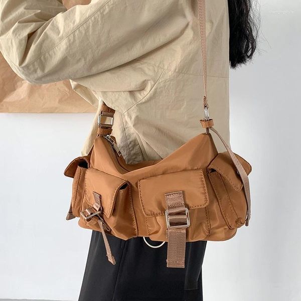 Akşam çantaları kpop trendleri kadın omuz çanta büyük kapasite gündelik naylon kadın crossbody messenger bolsa çok cepli bayanlar çanta