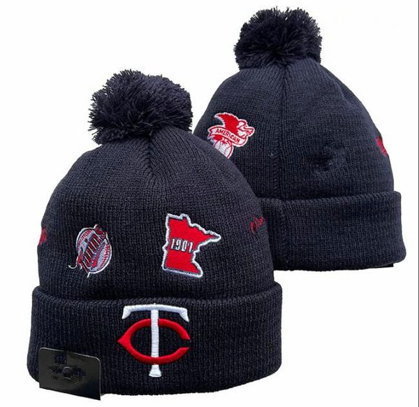 Twins Beanies Minnesota Bobble Hats Berretti da baseball 2023-24 Fashion Designer Bucket Hat Chunky Knit Faux Pom Beanie Christmas Sport Cappello lavorato a maglia a2