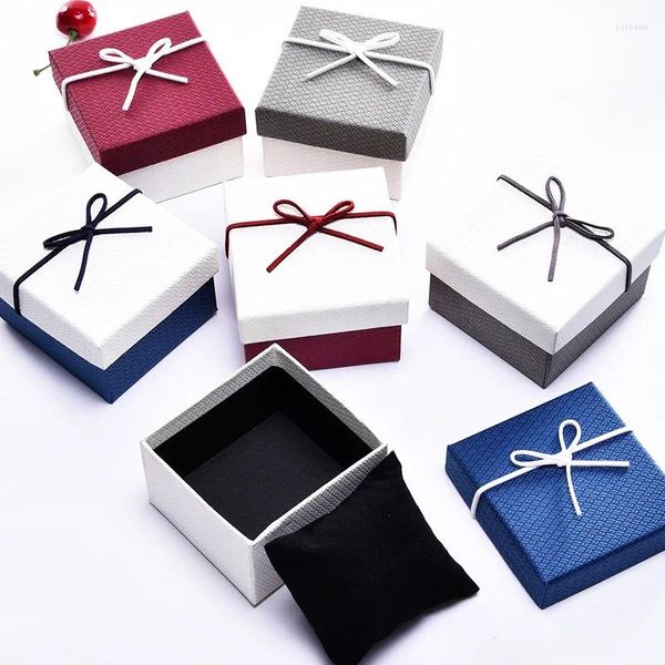 Sacchetti per gioielli 6 pacchi/lotto Scatola di carta creativa Bracciale con fiocco in nastro Orologi Kraft 9x8,5x5,5 cm Custodie regalo con pollow