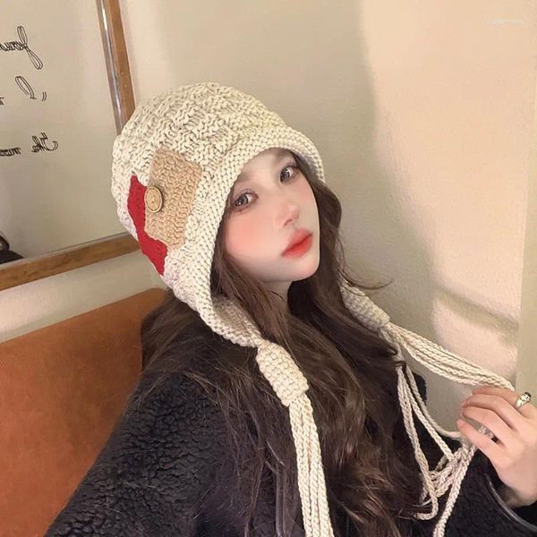 Береты для отдыха с кисточками, модная трендовая шапка из шерпа, перуанская шапка, женская зимняя теплая вязаная шерстяная ручная работа, универсальный пуловер, защитная шапка для ушей