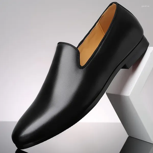 Kleidschuhe Italienische Herren PU-Leder Mode Männer Business-Loafer Spitze Schwarz Oxford Atmungsaktiv Formelle Hochzeit