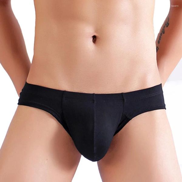 Unterhosen Sexy Männer Slips Unterwäsche Niedrige Taille Big Pouch U Convex Dessous Solide Bikini Höschen Weiche Atmungsaktive Kurze