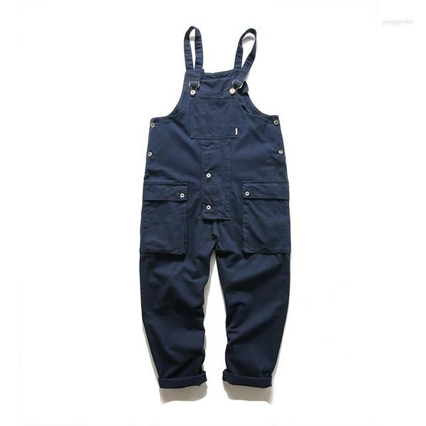 Herrenhose Multi-Pocket Latzhose Herren Safari-Stil Lässiger lockerer Cargo-Overall mit weitem Bein Herren-Overallhose