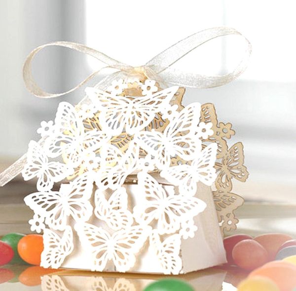 Favor Holders Laser ausgehöhltem Schmetterling Candy Box Hochzeit mit Schokoladen Box Paper Box Spot Großhandel