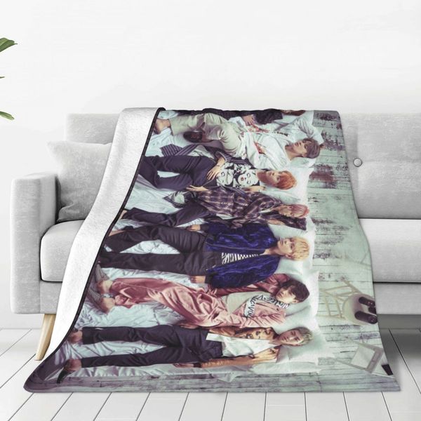 Fleiyd Kpop Fan Kpop Динамитное одеяло Bangtan Boys Супер мягкое льняное одеяло Домашнее одеяло Одеяло для дивана 50 x 40 дюймов